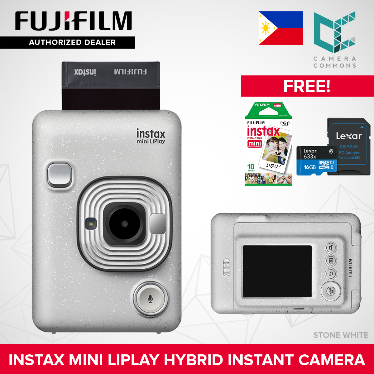 FUJIFILM Instax Mini Liplay Hybrid Instant Camera and Smartphone Printer Bluetooth