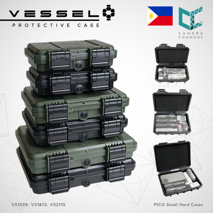 Vessel PICO VS1509 VS1509H VS1509T Portable Military Style Waterproof Small Hard Case for Smart Phone, Electronics, Console, Radio, Camera Batteries