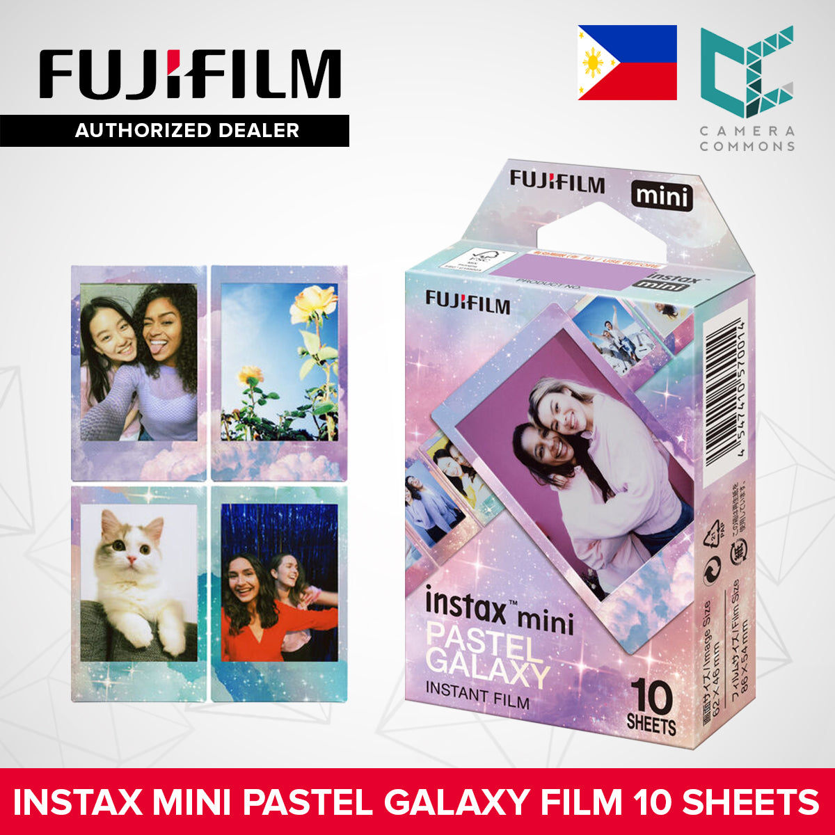 FUJIFILM Instax Mini Instant Film Design Multi-Color Pastel Gradient Macaron Black Contact Sheet Lavender Blue Pink Photo Slide 10 Sheets