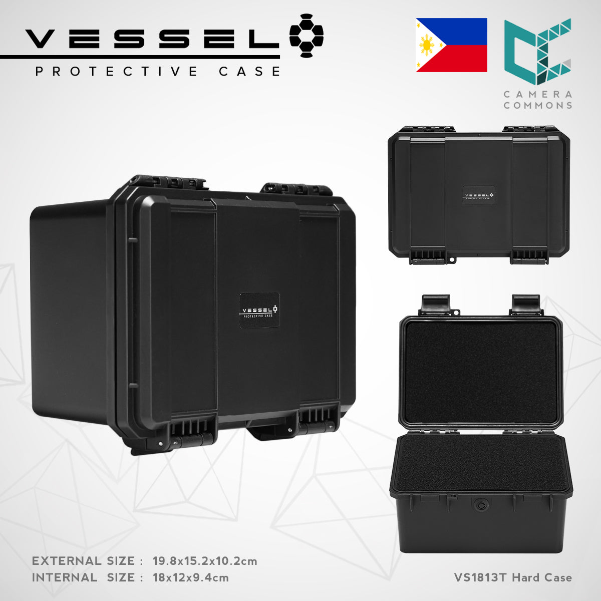 Vessel PICO VS1509 VS1509H VS1509T Portable Military Style Waterproof Small Hard Case for Smart Phone, Electronics, Console, Radio, Camera Batteries