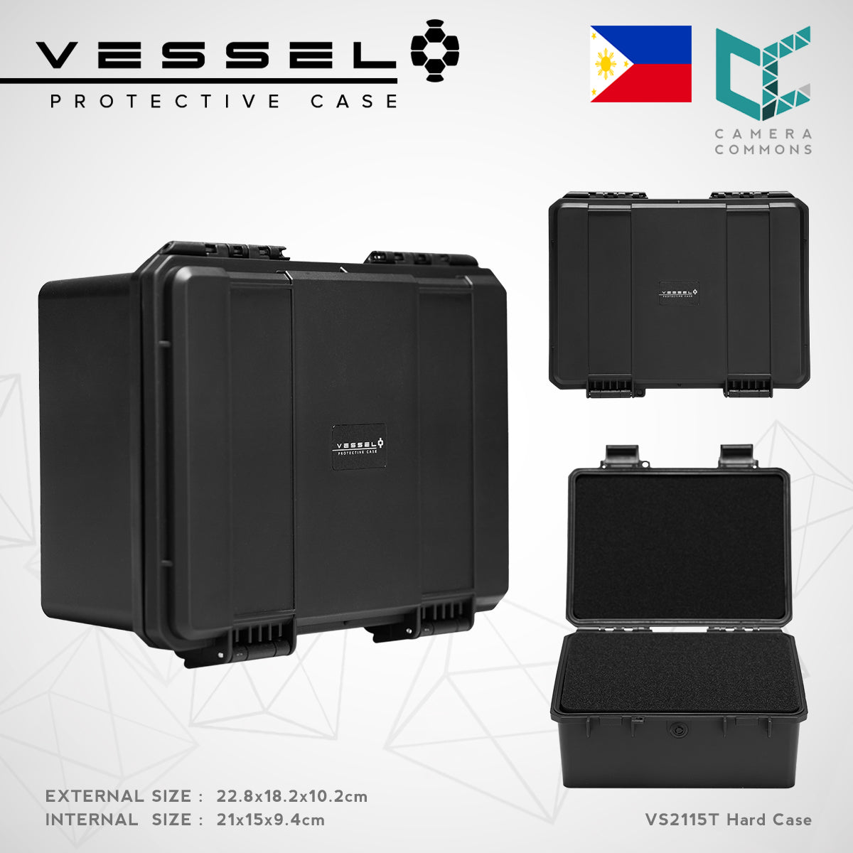 Vessel PICO VS1509 VS1509H VS1509T Portable Military Style Waterproof Small Hard Case for Smart Phone, Electronics, Console, Radio, Camera Batteries