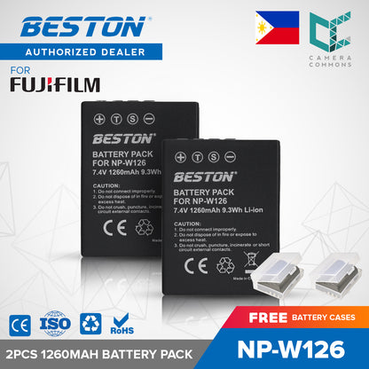 Beston 2PCS NP-W126 7.4V 1260mAh 9.3Wh Li-ion Camera Battery for Fujifilm NPW126
