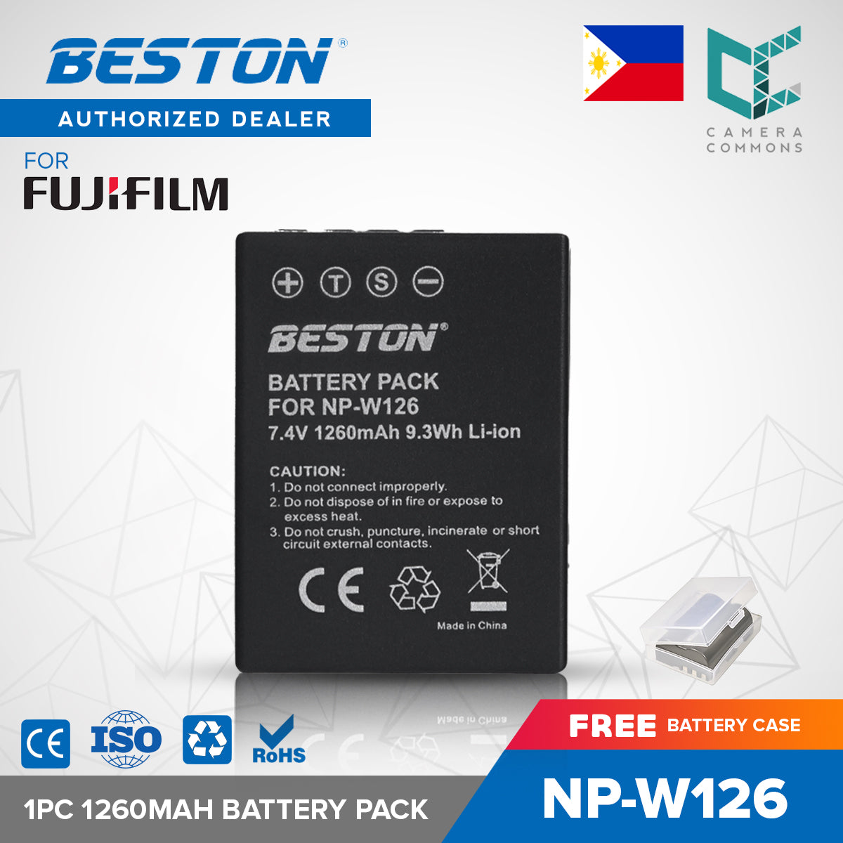 Beston 1PC NP-W126 7.4V 1260mAh 9.3Wh Li-ion Camera Battery for Fujifilm NPW126