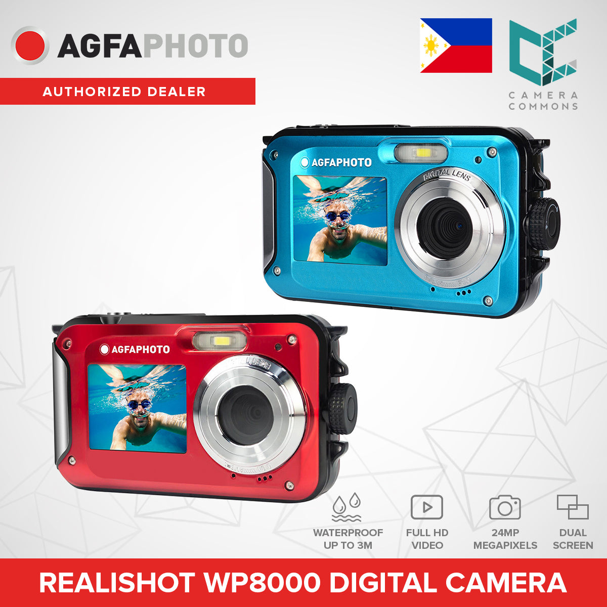 AGFAPHOTO RealiShot WP8000 24MP Digital Camera Waterproof with 16x Optical Zoom
