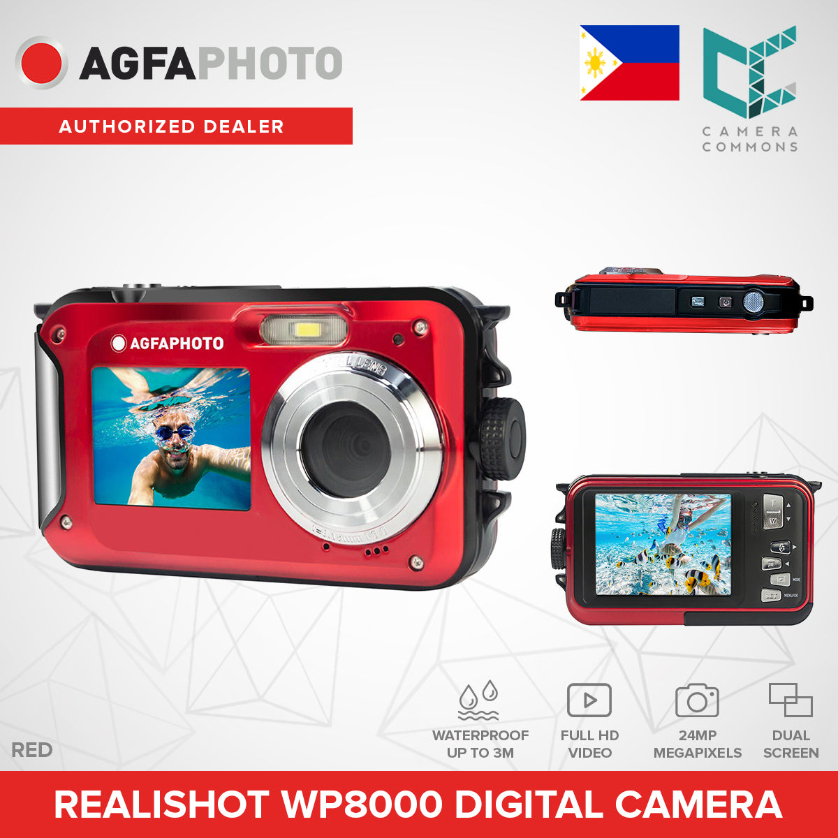 AGFAPHOTO RealiShot WP8000 24MP Digital Camera Waterproof with 16x Optical Zoom