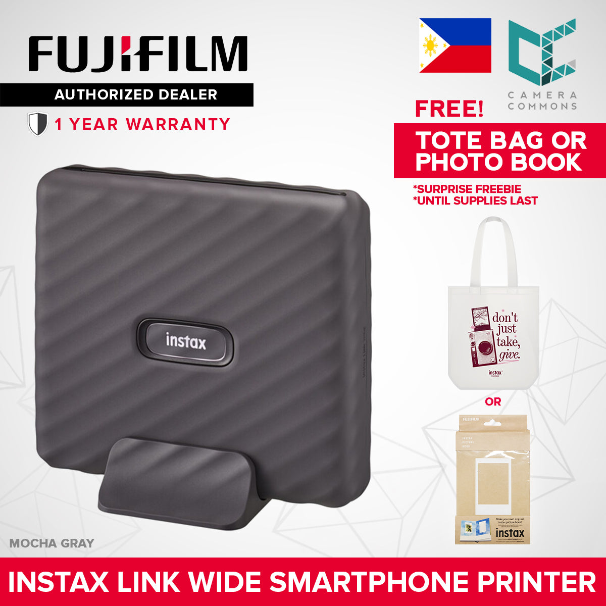 FUJIFILM Instax Link Wide Smartphone Printer  Wide Format Printer with QR Print Mode