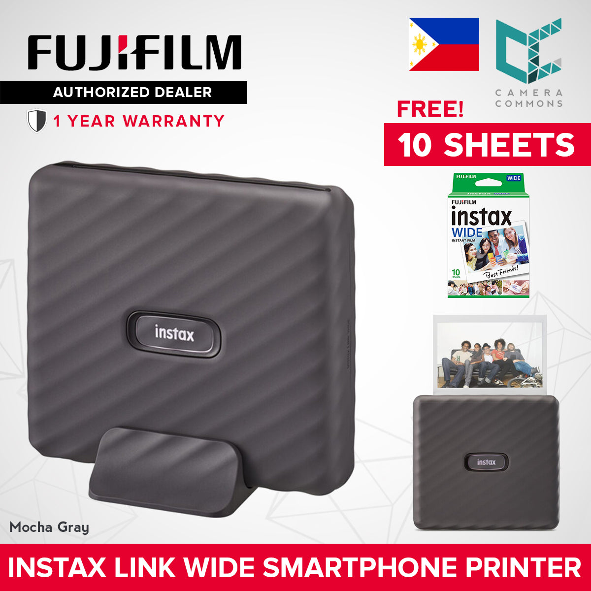 FUJIFILM Instax Link Wide Smartphone Printer  Wide Format Printer with QR Print Mode