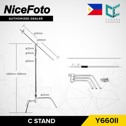 NICEFOTO Professional Heavy Duty C-Stand Light Stand with Boom Arm Equipment CStand Y660II Y660III