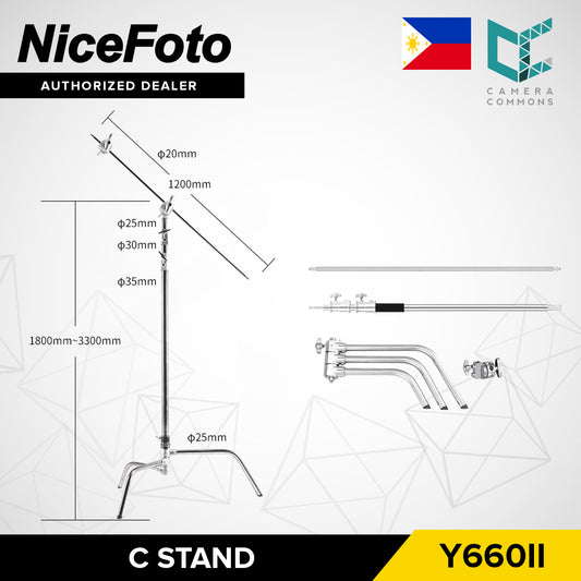 NICEFOTO Professional Heavy Duty C-Stand Light Stand with Boom Arm Equipment CStand Y660II Y660III