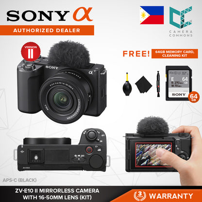 Sony ZV-E10 II Mirrorless Camera Body Kit with 16-50mm Lens (Black) Version 2 ZVE10