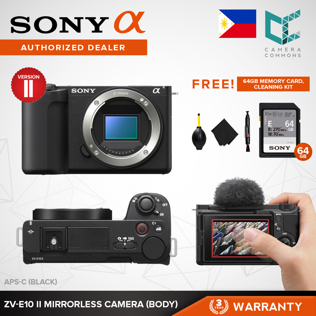 Sony ZV-E10 II Mirrorless Camera Body Kit with 16-50mm Lens (Black) Version 2 ZVE10