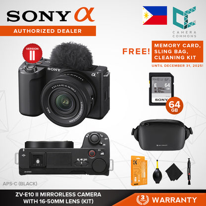 Sony ZV-E10 II Mirrorless Camera Body Kit with 16-50mm Lens (Black) Version 2 ZVE10