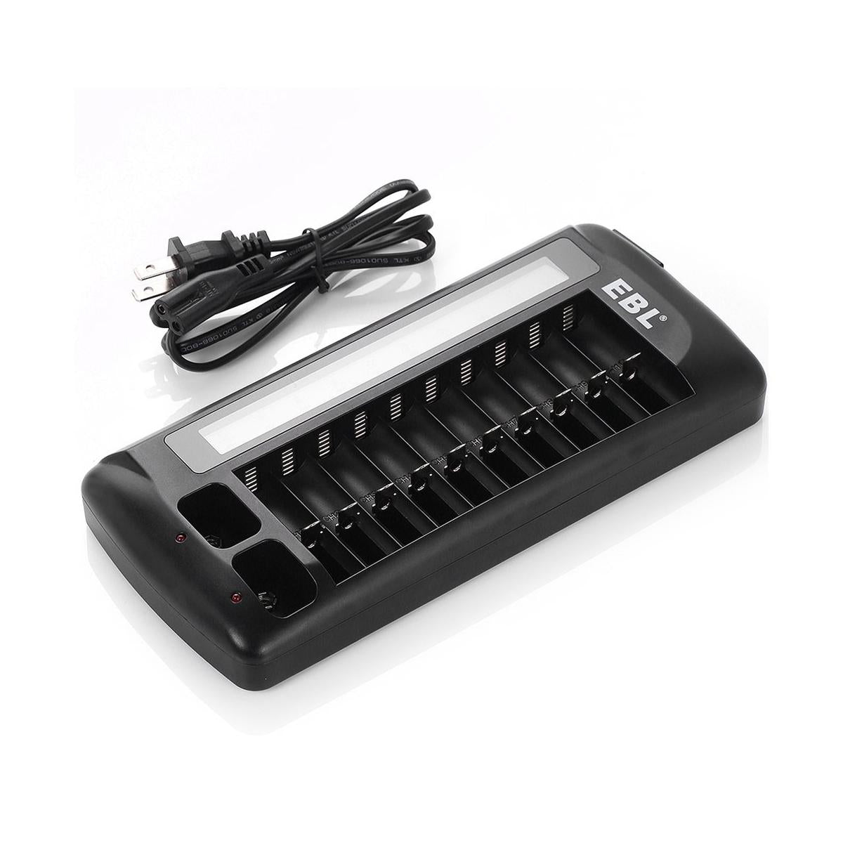 EBL 12 Bay Smart Battery Charger for AA , AAA , 9V , Ni-MH , Ni-CD , Li-On Rechargeable Batteries LiOn NiMH NiCD Camera Commons PH