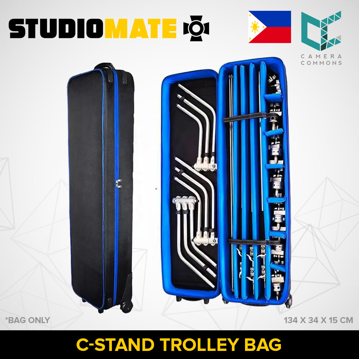 STUDIOMATE C-Stand Trolley Bag with wheels Carrying Case for Light Stands Studio Equipment