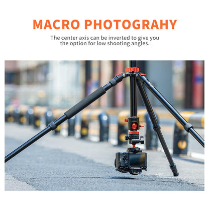 K&F Concept SA254T3 Aluminum Portable Travel Tripod 22lbs/10kg Load for DSLR Cameras KF09.096