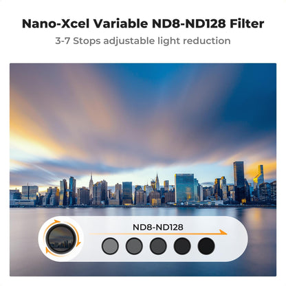 CLEARANCE K&F Concept ND8 to ND128 Variable Neutral Density Filter Slim Fader ND Filter Nanotec Ultra-Slim 37mm 40.5mm 43mm 46mm 52mm 55mm 58mm 62mm 67mm 72mm 77mm 82mm