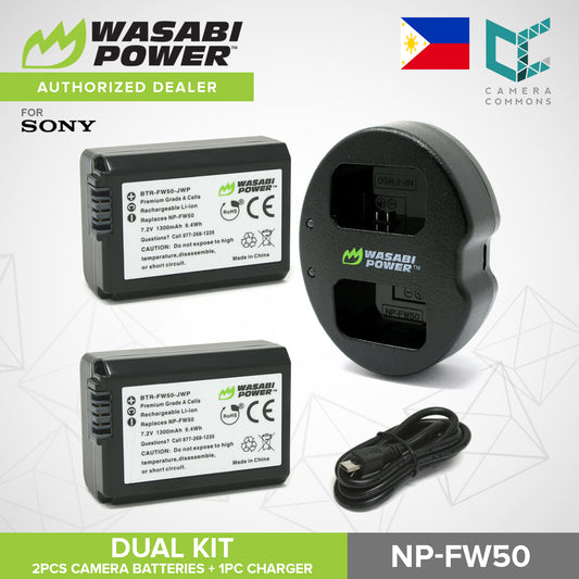 Wasabi Power NP-FW50 Dual Kit Battery Charger for Sony Cameras NPFW50
