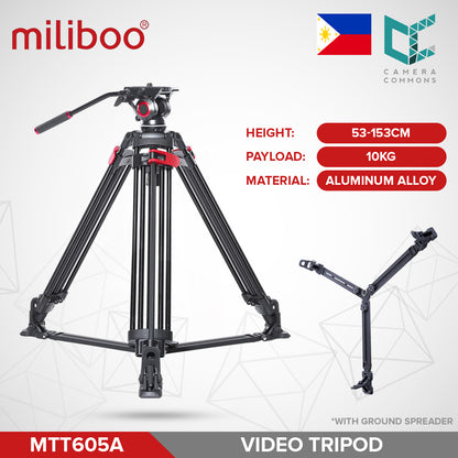 CLEARANCE Miliboo MTT605A Fluid Head Tripod Aluminum Alloy