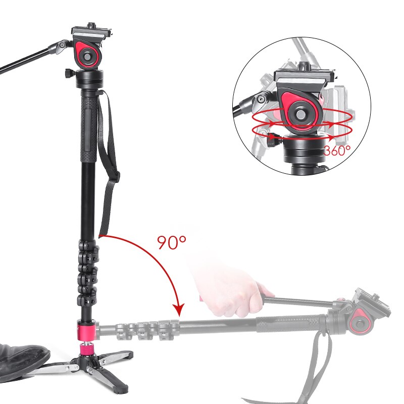 Miliboo MQA Professional Aluminum Alloy Monopod with Fluid Head for Videography