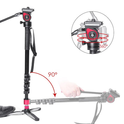 Miliboo MQA Professional Aluminum Alloy Monopod with Fluid Head for Videography