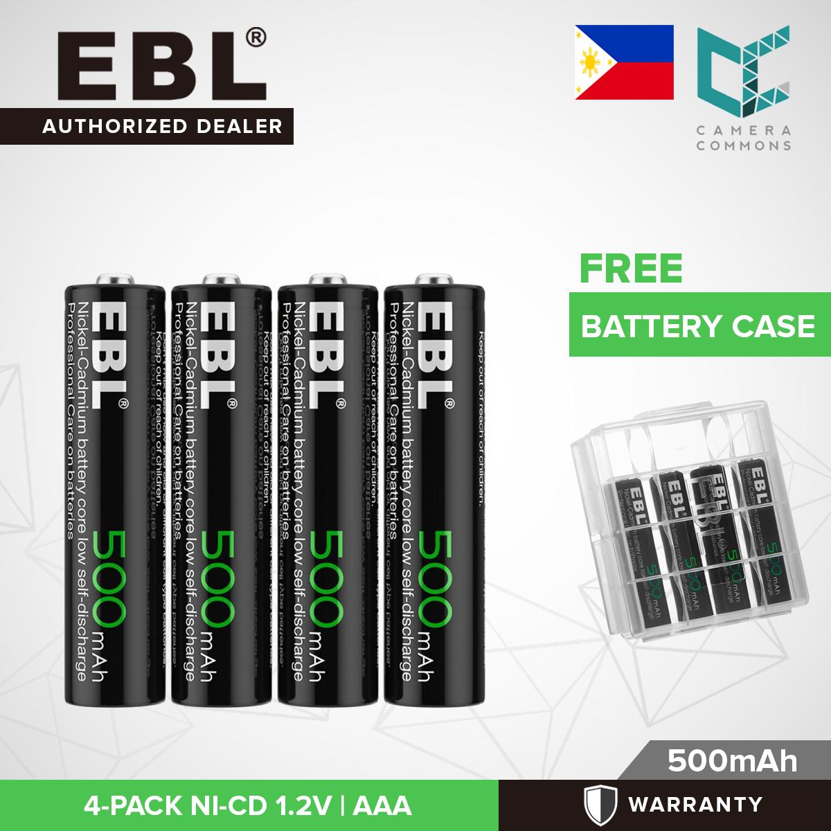 EBL 4 Pack 1.2V AAA Size 500mAh Rechargeable battery - Ni-CD NiCD Camera Commons PH
