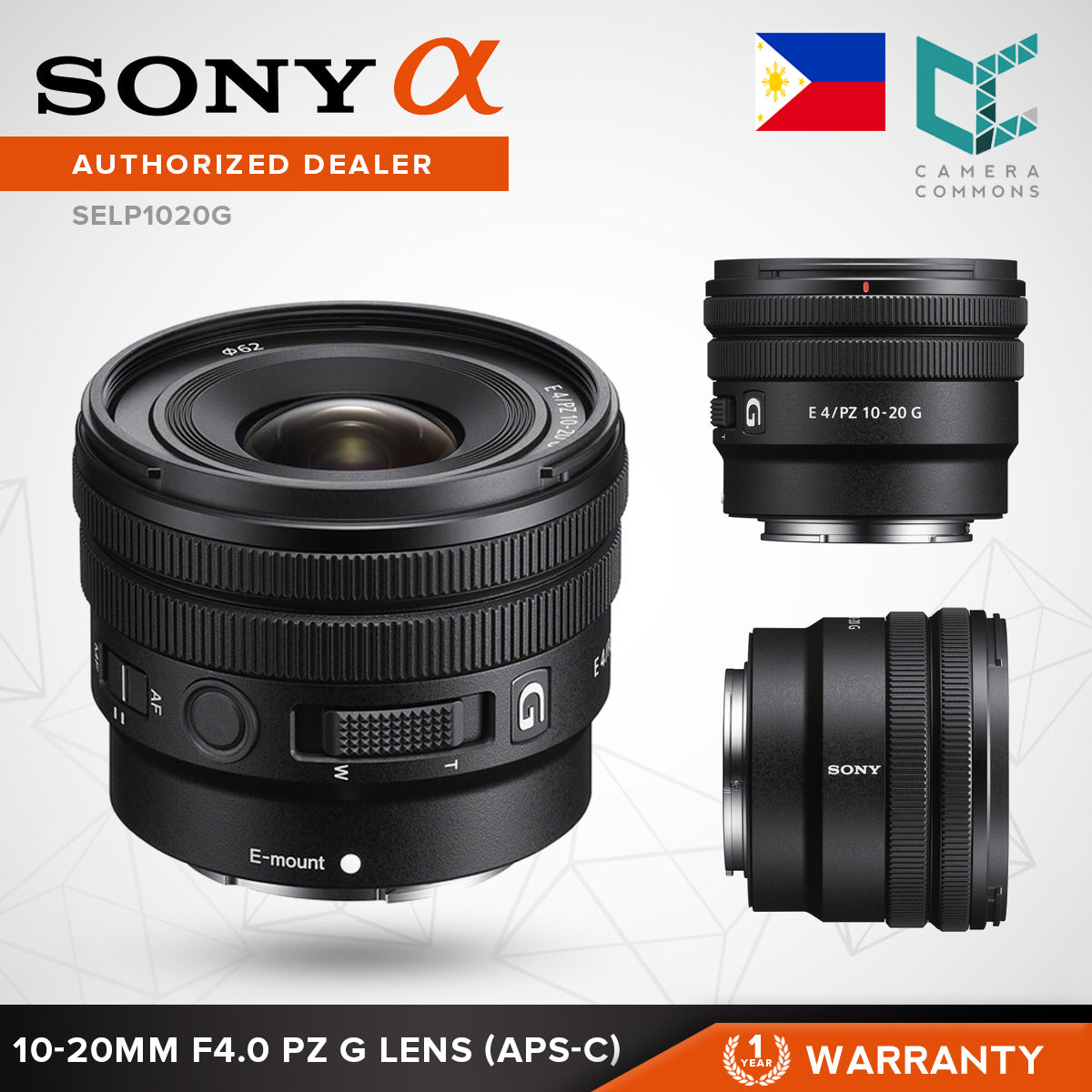 Sony E 10-20mm f/4 PZ G Lens Ultra Wide Angle SELP1020G