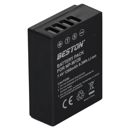 Beston 2PCS NP-W126 7.4V 1260mAh 9.3Wh Li-ion Camera Battery for Fujifilm NPW126