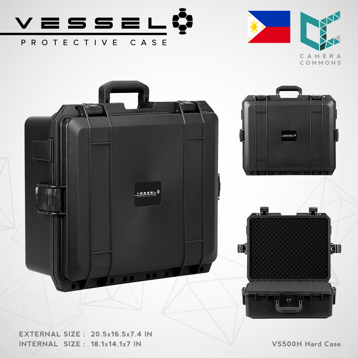 VESSEL VS500H Portable Protective Hard Case for Photography, Equipment, Instruments, Watches and other devices VS4636H