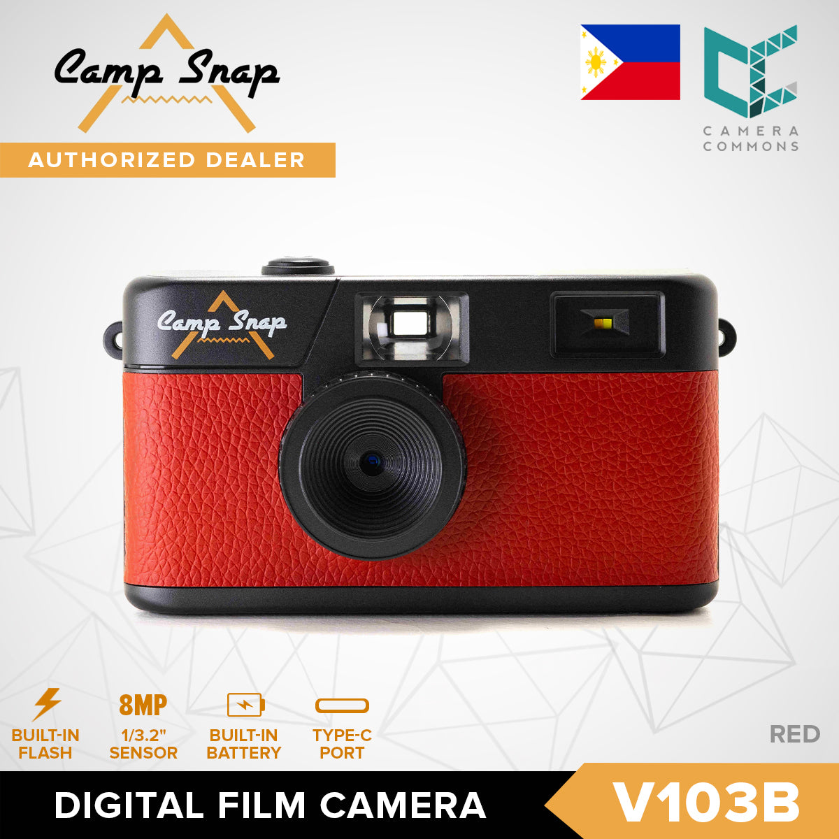 Camp Snap V103B / V105 Digital Film Camera 8MP Point and Shoot Vintage Photo Retro Screen Free with Flash Type C