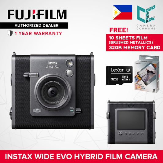 FUJIFILM Instax Wide Evo Hybrid Digital and Instant Film Camera 16MP Sensor Fixed 16mm f/2.4 Lens