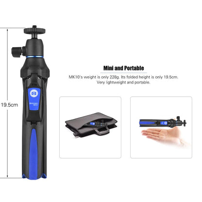 Benro MK10 Mini Tripod Selfie Stick for Mobile Phones, Action Camera GoPro 1/4 tripod mount with Bluetooth Control