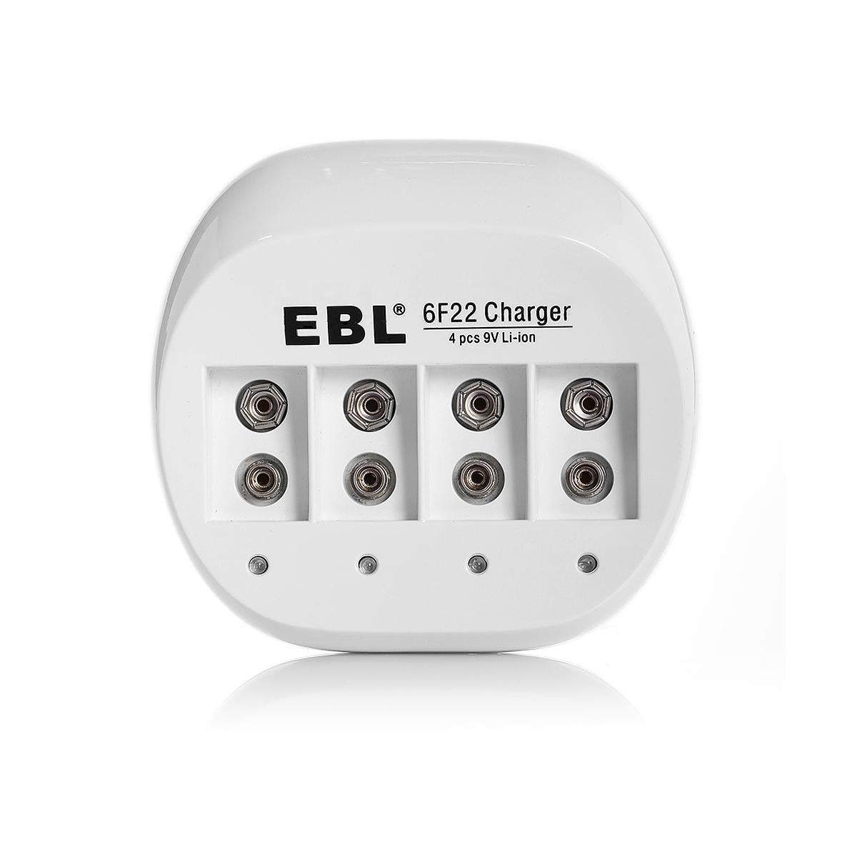EBL 4 Bay Lithium Battery Charger for 9V Li-On Rechargeable Batteries LiOn 9 volts Camera Commons PH