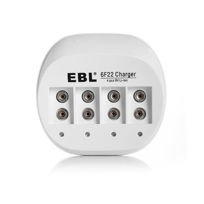 EBL 4 Bay Lithium Battery Charger for 9V Li-On Rechargeable Batteries LiOn 9 volts Camera Commons PH