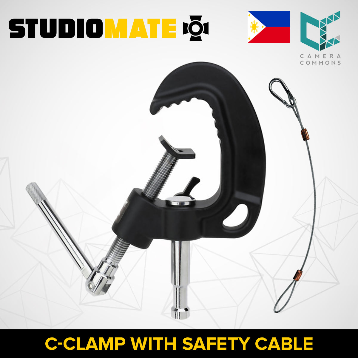 STUDIOMATE SM17 C-Clamp Large with Safety Cable for Studio Lights