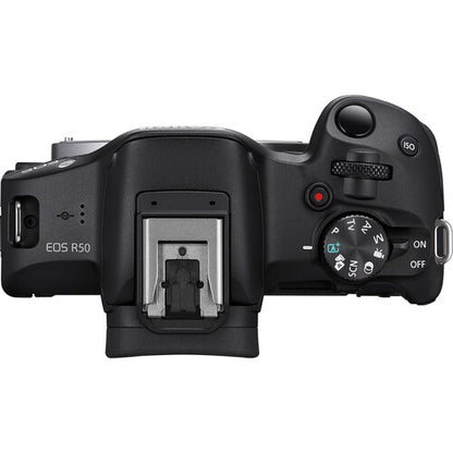 Canon EOS R50 Mirrorless Camera with 18-45mm Lens Black White APS-C 4K 30p DIGIC X Vertical Movie Mode