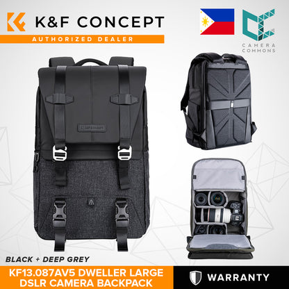K&F Concept Dweller Black Professional DSLR Camera Bag Backpack 15.6" with Rain Cover KF13.087AV KF13.087AV5