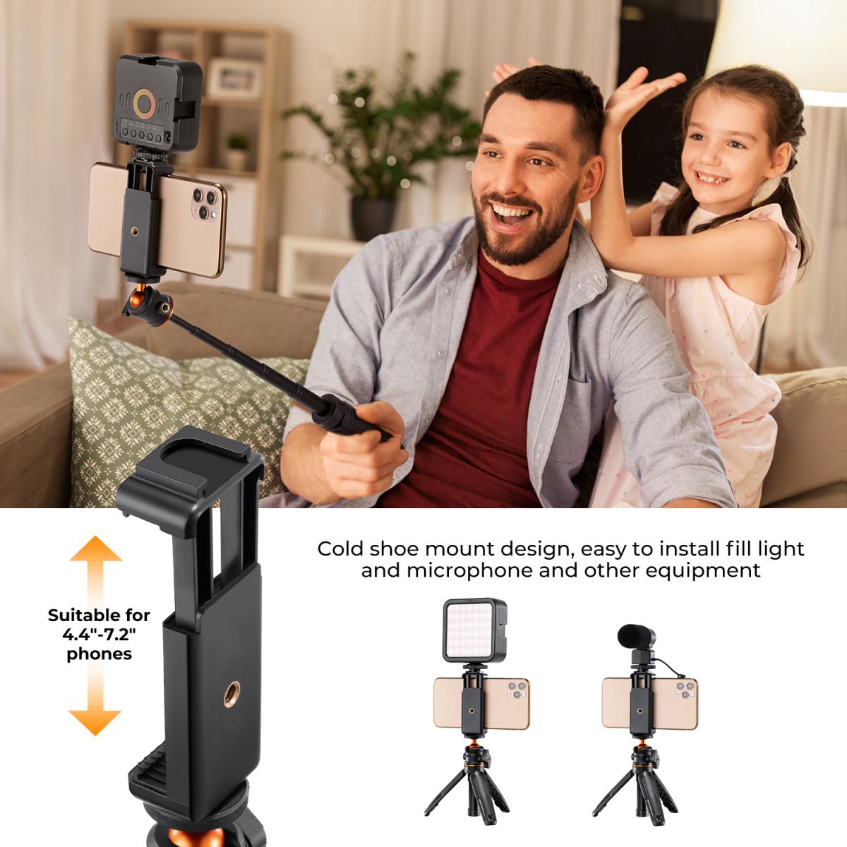 K&F Concept MS02 MS09 13.4'' 34cm Phone Tripod Desktop Stand Selfie Stick with Bluetooth Remote Control