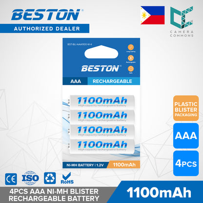 Beston 4pcs AAA 1100mAh Ni-MH Rechargeable Batteries