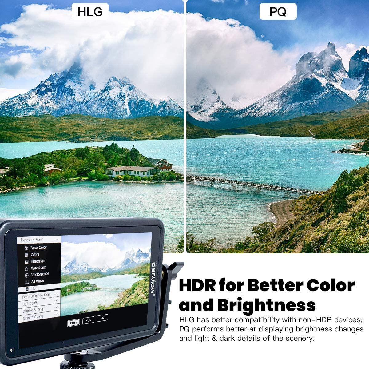 Desview R5 5.5 inch Touchscreen On-Camera Field Monitor 1920x1080 IPS with HDR/3D-Luts/Dual-use Battery System on-Camera-Touchscreen-Field-Monitor