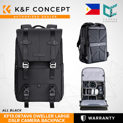 K&F Concept Dweller Black Professional DSLR Camera Bag Backpack 15.6" with Rain Cover KF13.087AV KF13.087AV5