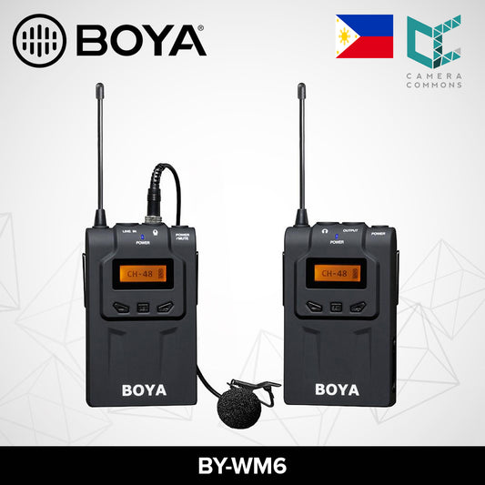 BOYA BY-WM6 UHF Professional Wireless Omnidirectional Lavalier Lapel Microphone System 48 Optional Channels for DSLR ENG EFP DV Video Camera