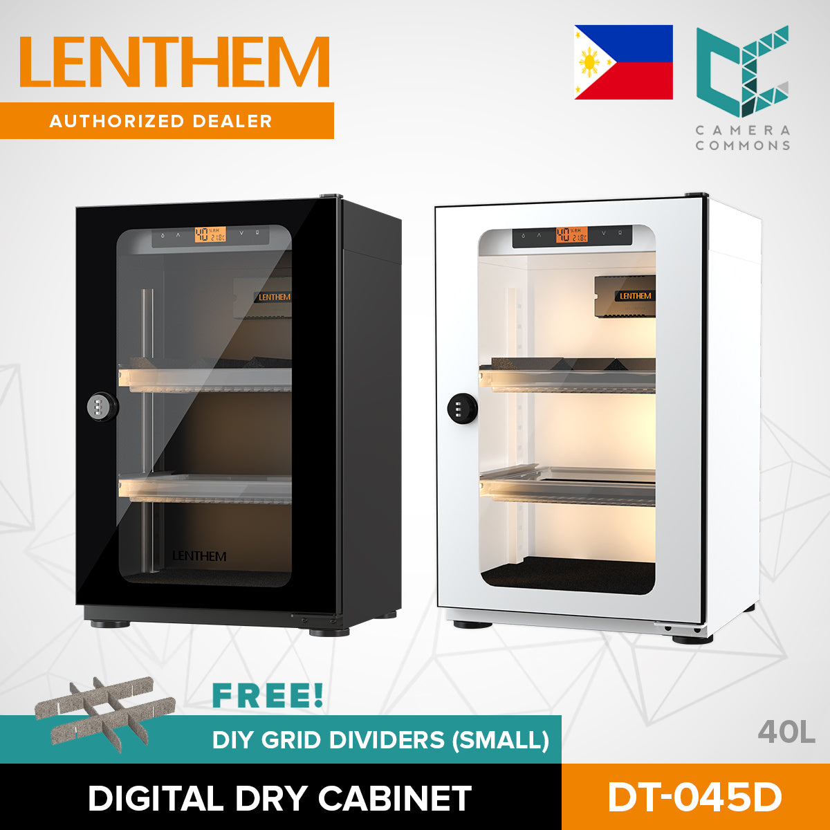 LENTHEM Dry Cabinet Box Storage DT Series Electronic Moisture-Proof Photo Equipment for Camera Lens with Mechanical Lock DT-025D DT-035D DT-045D DT-055D DT-075D DT-095D