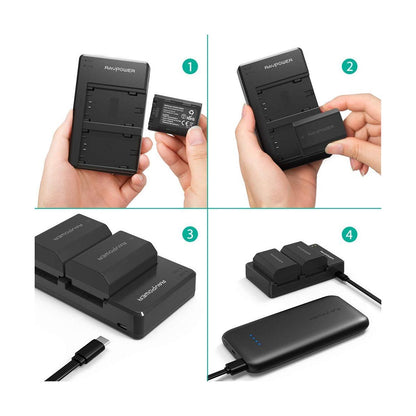 RAVPower NP-FZ100 Camera Battery Charger with 2pcs Batteries Set for Fujifilm Fuji Cameras NPFZ100