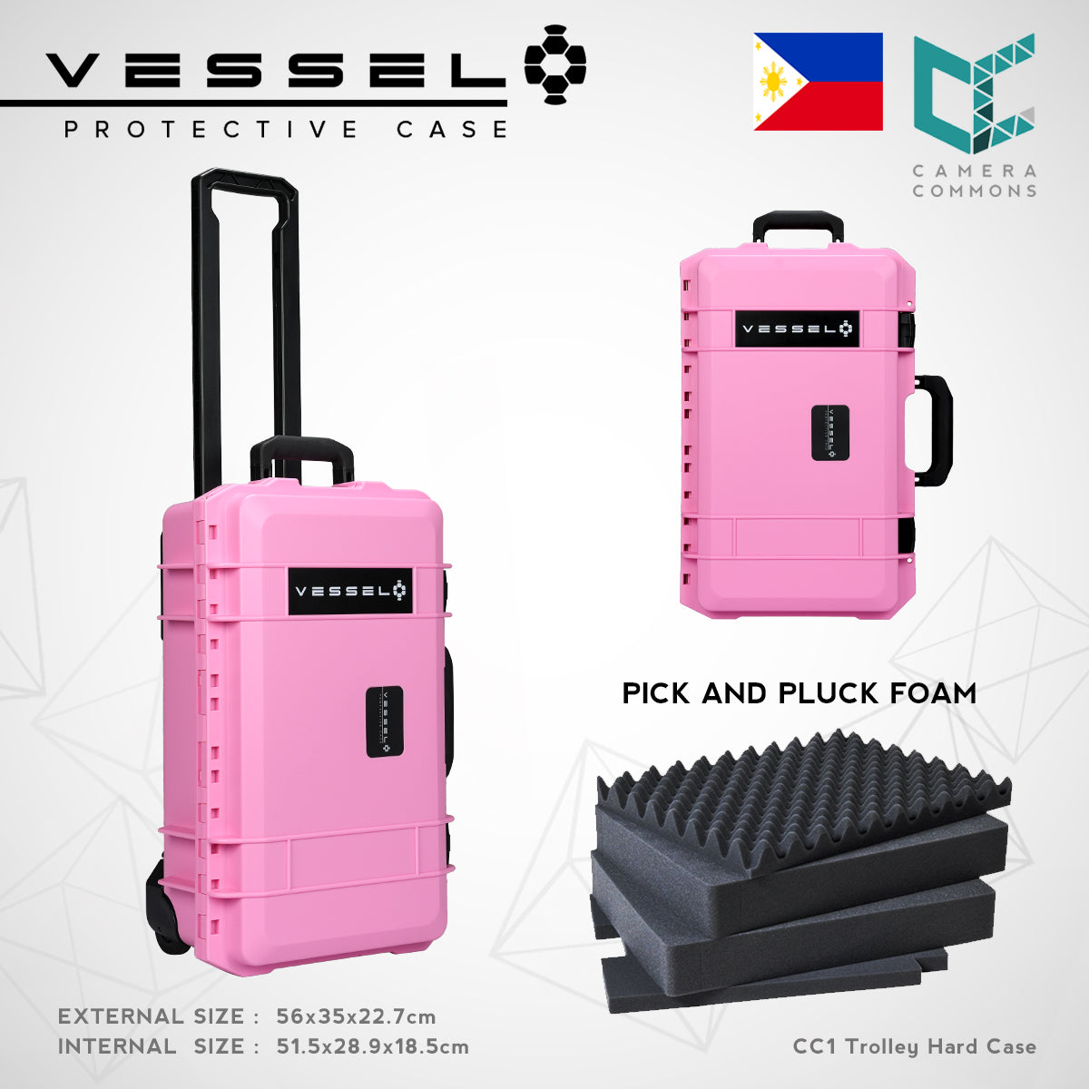VESSEL CC1 Trolley Hard Case Camera Photography Equipment Case (Pink)