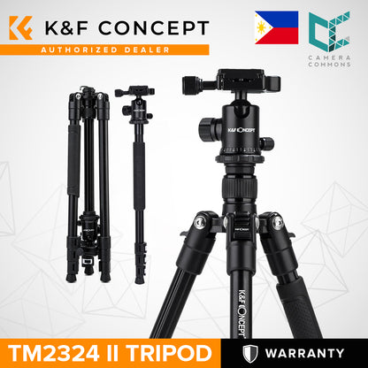 K&F Concept TM2324 II Foldable Lightweight Aluminum Tripod Travel Professional Photography Tripod for Mirrorless DSLR Cameras TM2324II - KF09.040