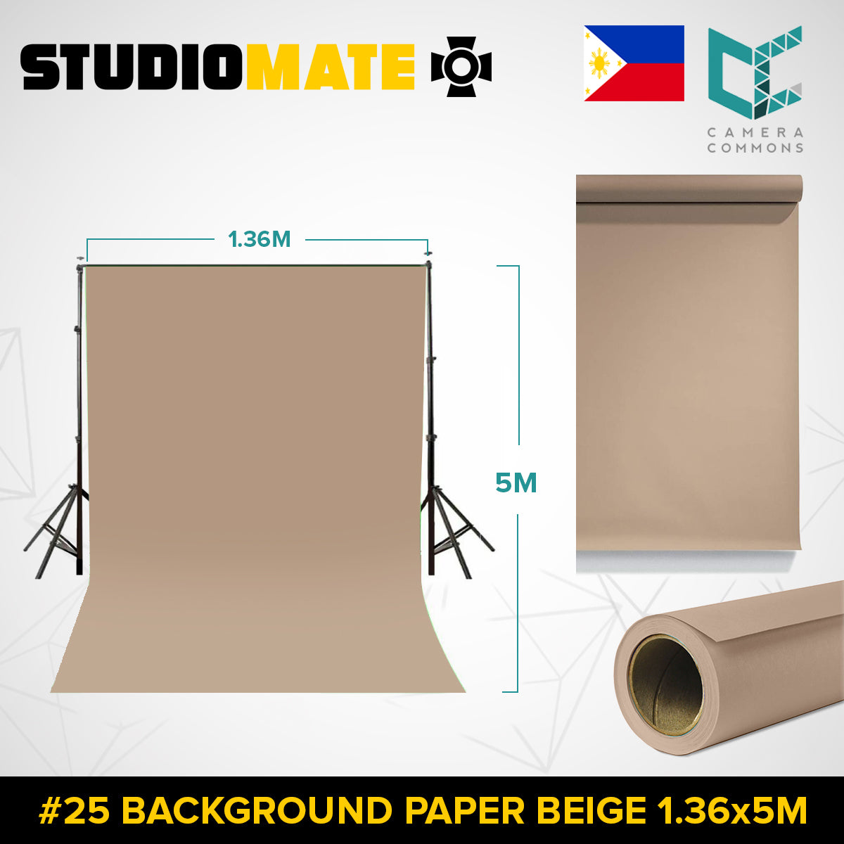 Studiomate Seamless Photography Videography Backdrop Background Paper 1.36x5m / 4.46 x 16.4 ft Studio Equipment