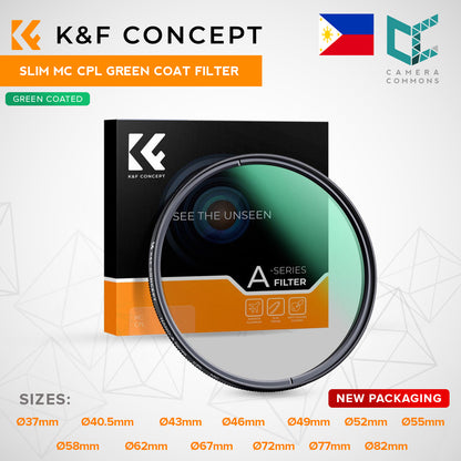 CLEARANCE K&F Concept MC CPL Filter Slim Green Multi Coated Optical Glass 37mm-82mm A Series