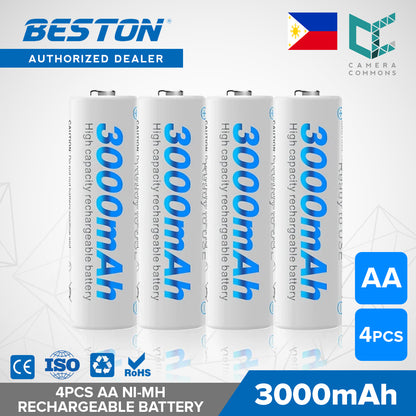 Beston 3000mAh Rechargeable Battery NiMH AA 1.2V High Capacity 1pc 2pcs 4pcs 8pcs 12pcs
