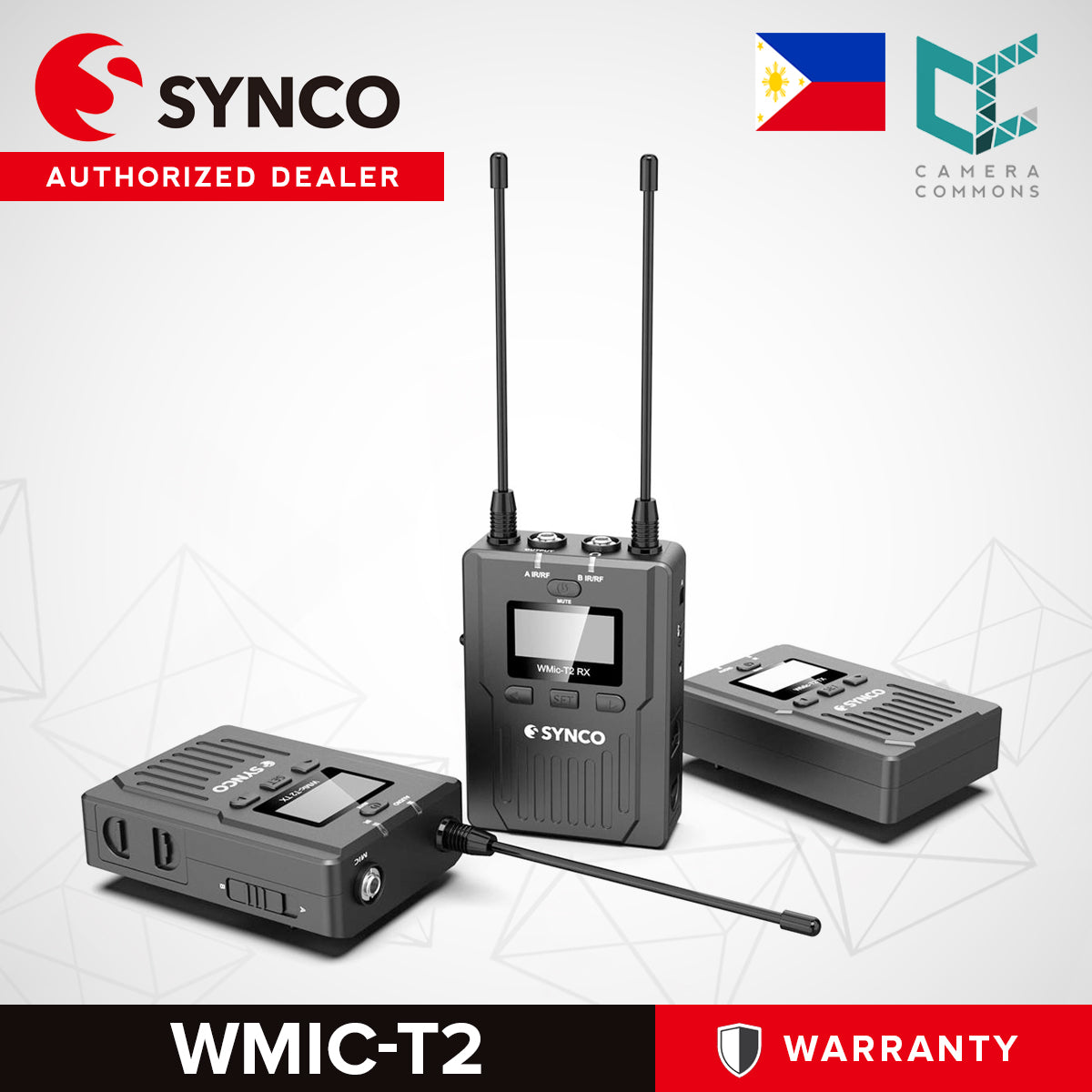 Synco WMic-T2 96-Channel UHF Metal Wireless Microphone with Dual Transmitters and Receiver Audio