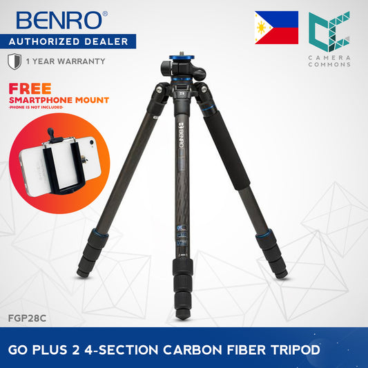 Benro FGP28C Go Plus 4-Section Carbon Fiber Travel Tripod